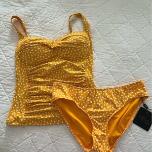 Yellow Polka Dot Tankini by NipTuck